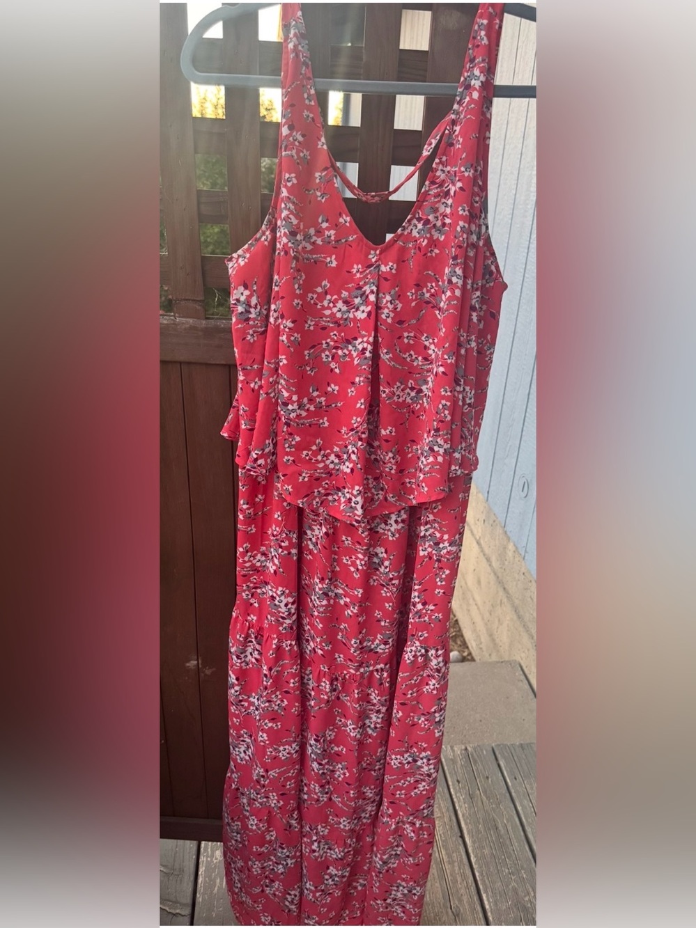 Women's Boutique Red Floral Strappy Maxi Dress Plus Size 1X